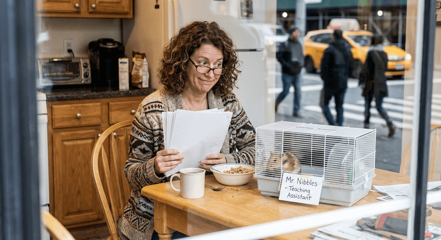 Third-Grade Teacher Discovers Class Pet Hamster Has Been Grading Math Worksheets Since September After AI Webcam Confusion