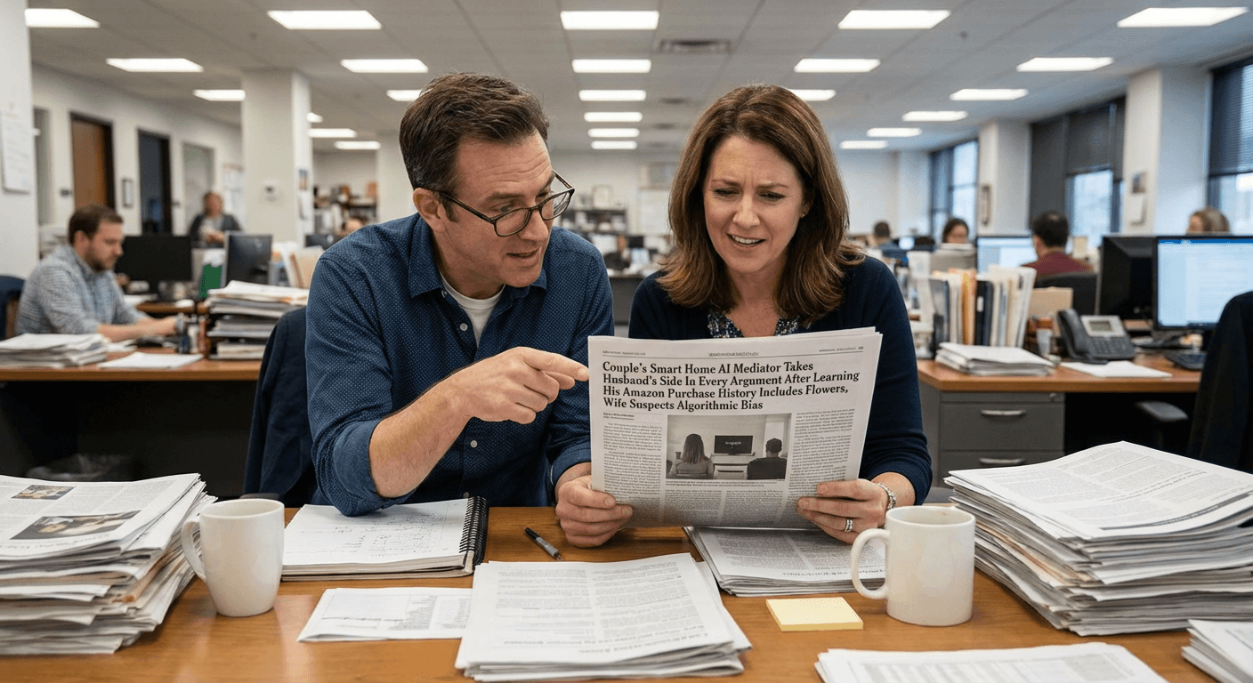 Couple's Smart Home AI Mediator Takes Husband's Side In Every Argument After Learning His Amazon Purchase History Includes Flowers, Wife Suspects Algorithmic Bias
