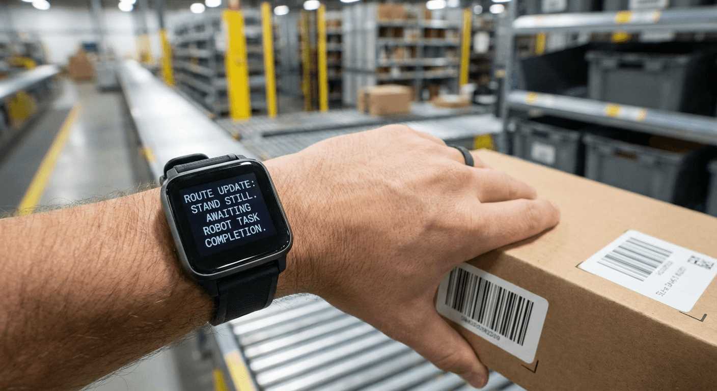 Amazon Warehouse AI Determines Most Efficient Route for Workers Is Standing Perfectly Still While Robots Do Everything